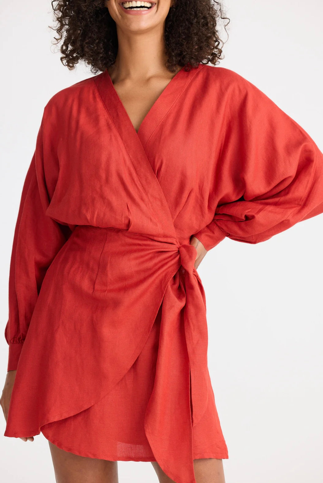 Porto Dress - Cherry Linen