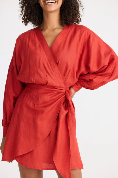 Porto Dress - Cherry Linen