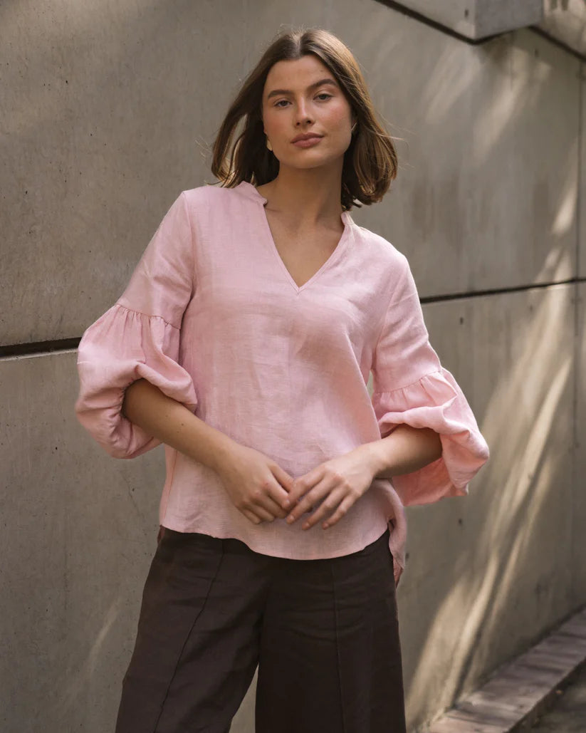 Linen V Neck Top