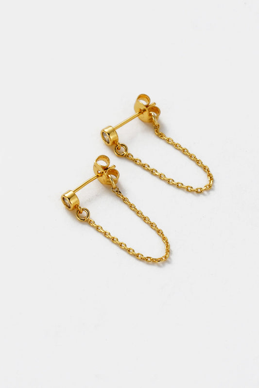 Crystal Chain Wrap Earring | Gold