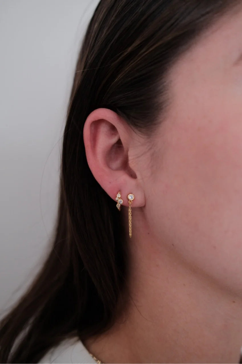 Crystal Chain Wrap Earring | Gold