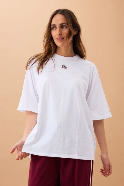 Liv Oversized Tee | Choc CL Embroidery