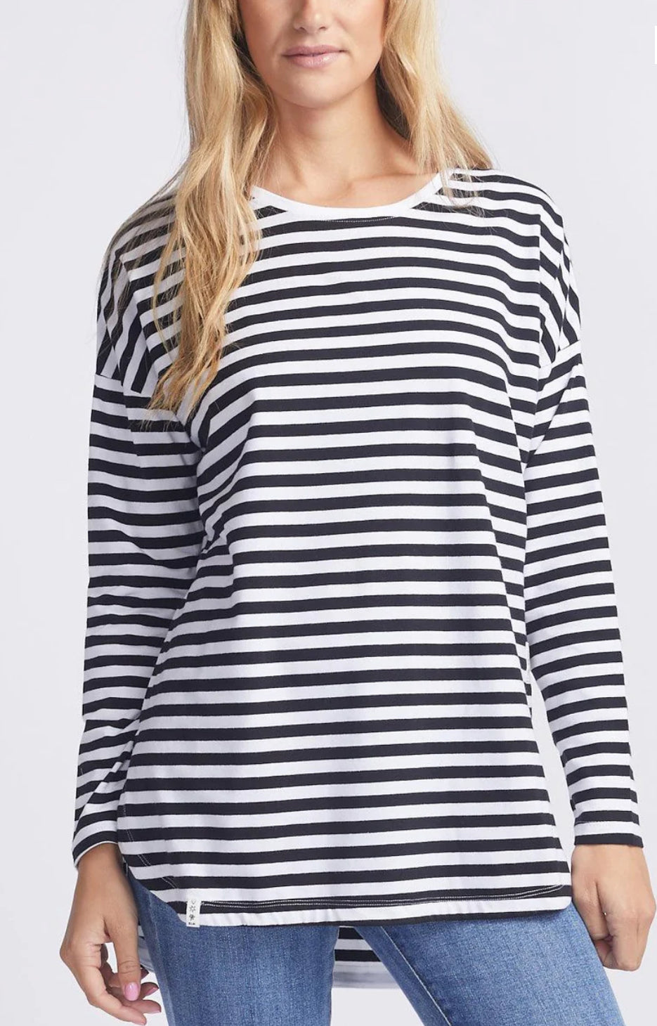Lauren Long Sleeve Tee | Navy/White Stripe