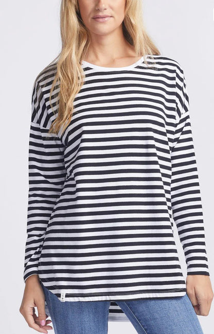 Lauren Long Sleeve Tee | Navy/White Stripe