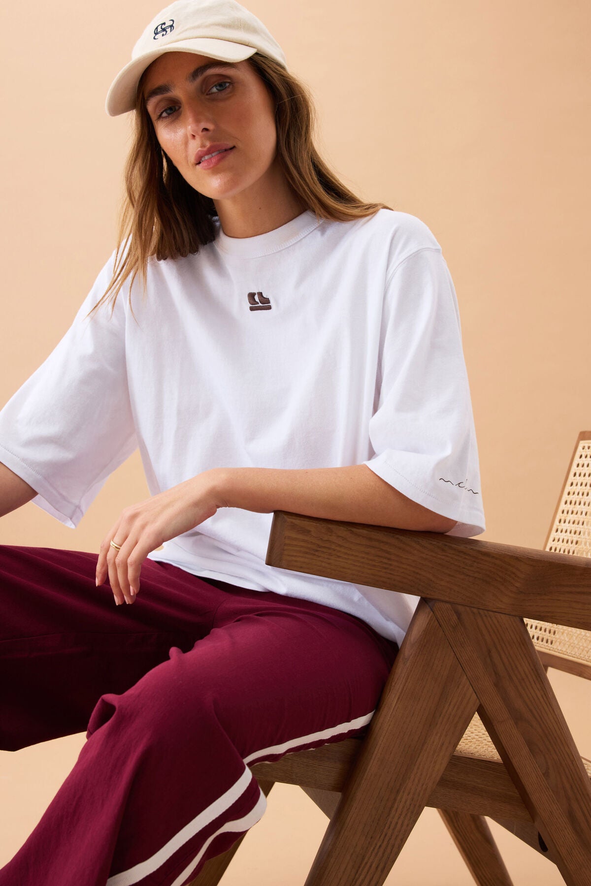 Liv Oversized Tee | Choc CL Embroidery