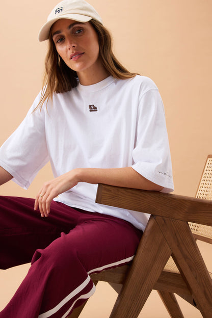 Liv Oversized Tee | Choc CL Embroidery