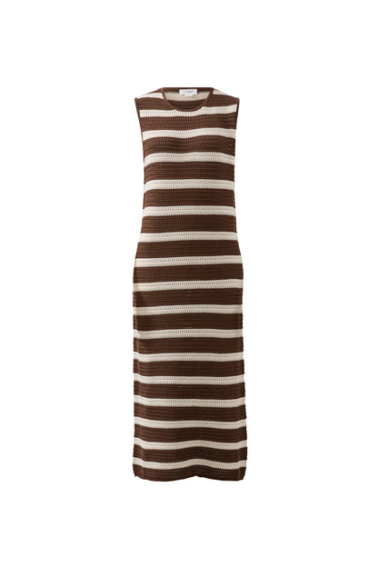 Mesh Knit Tank Dress - Choc Stripe