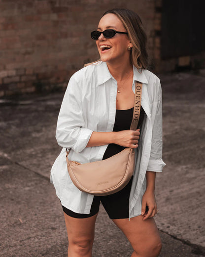 Sylvia Nylon Crossbody Bag | Beige