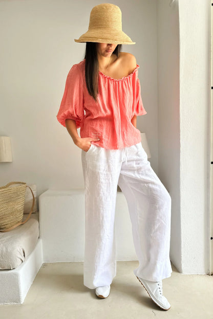 Solita Linen Blouse | Peach