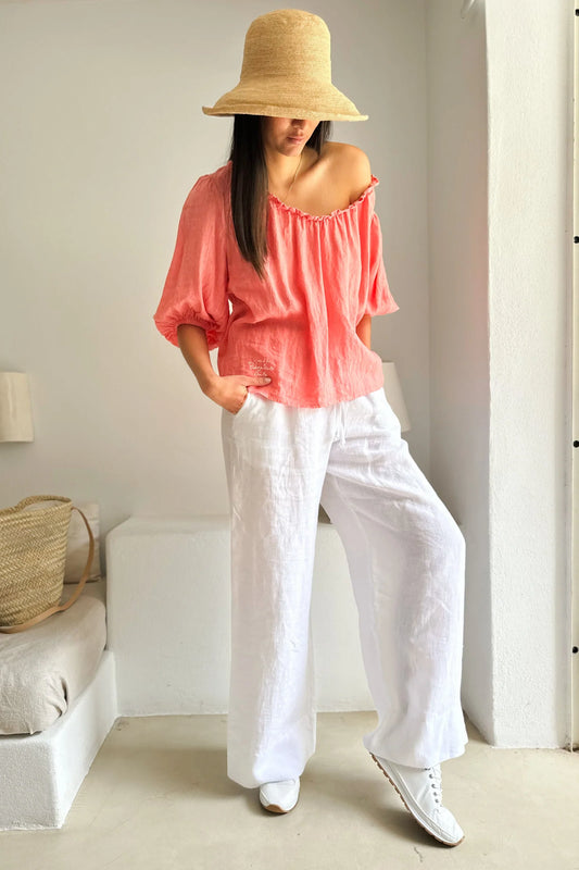 Solita Linen Blouse | Peach