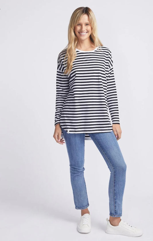Lauren Long Sleeve Tee | Navy/White Stripe