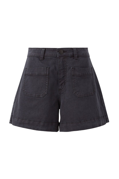 Denim Patch Pocket Short | Washed Black