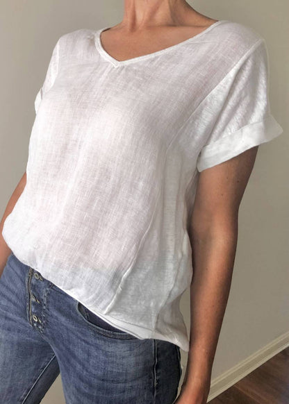 Plain Linen Tee With Band