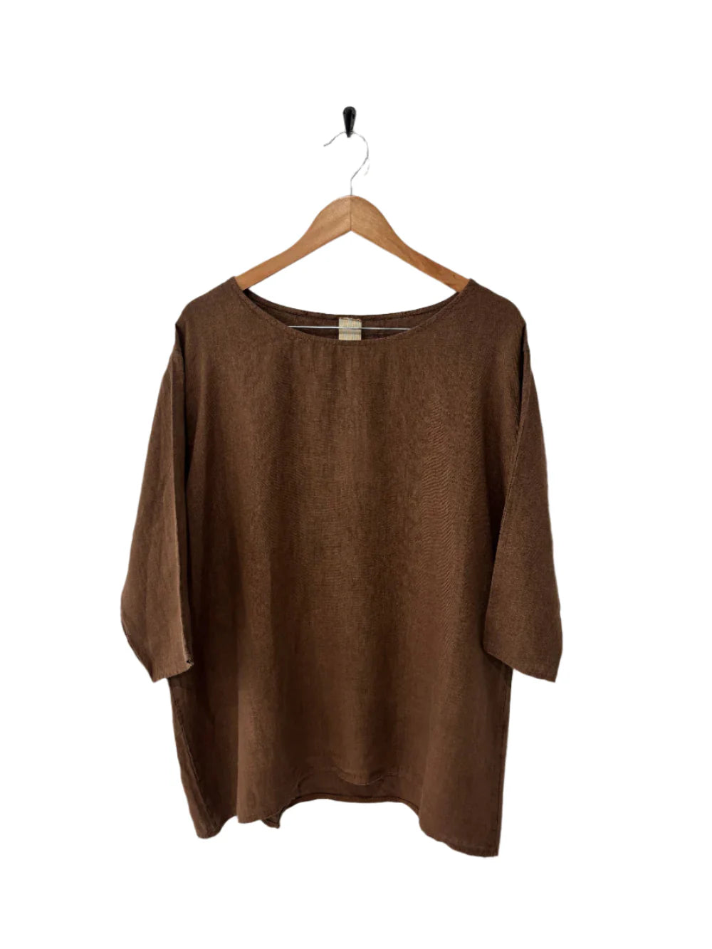 Loose Linen 3/4 Sleeve Top | Tobacco
