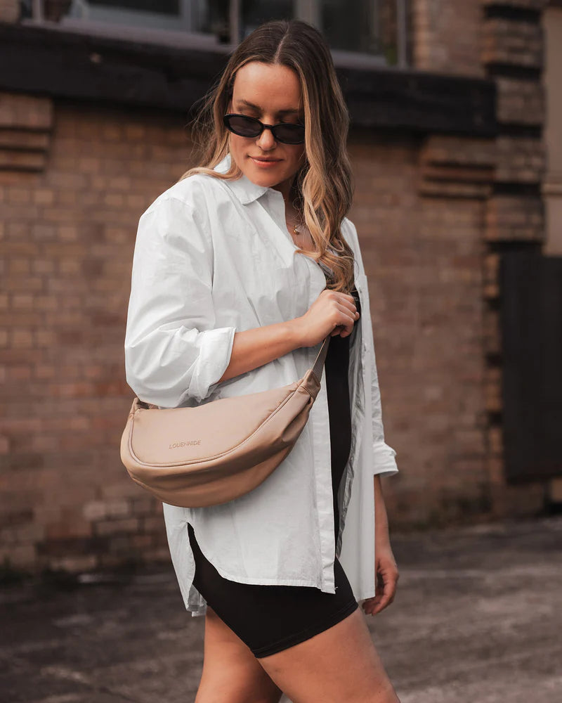 Sylvia Nylon Crossbody Bag | Beige