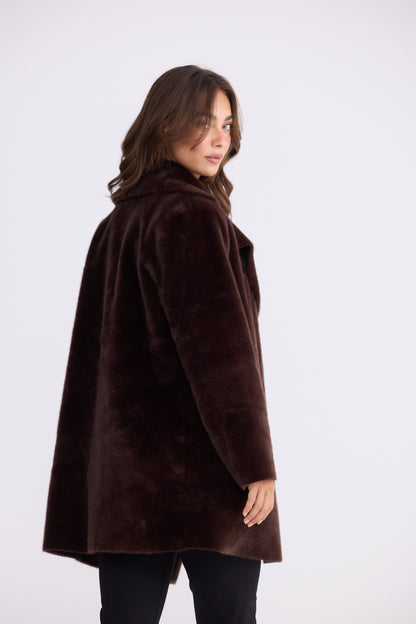 Odette Fur Coat | Chocolate