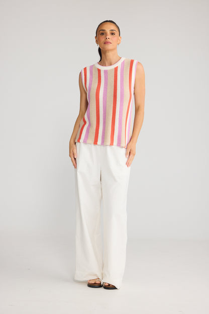Darcia Knit Top | Peach Stripe