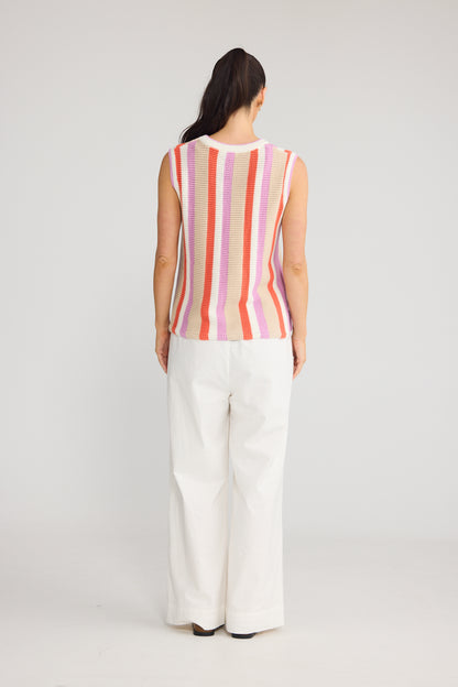Darcia Knit Top | Peach Stripe