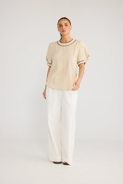 Adeline Top | Natural/Chocolate
