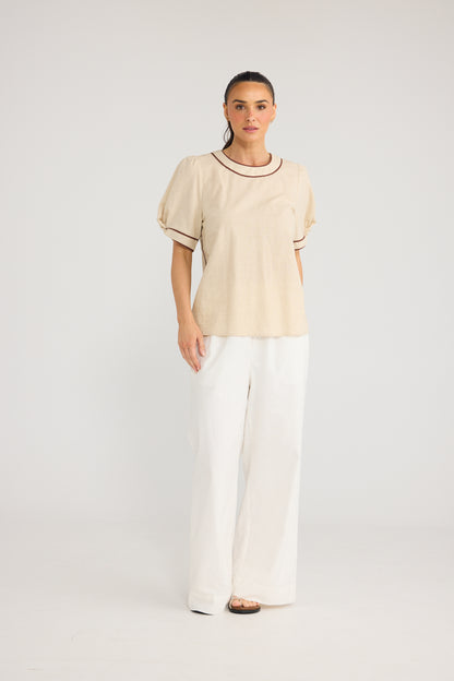 Adeline Top | Natural/Chocolate