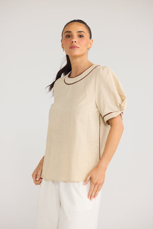 Adeline Top | Natural/Chocolate