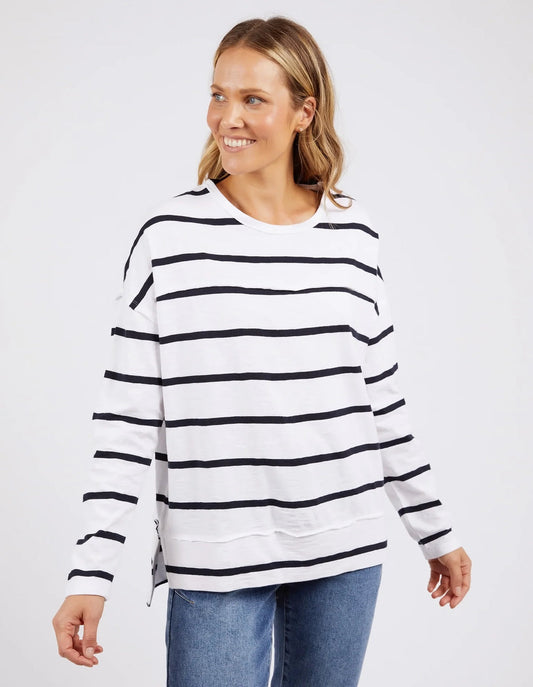 Jayne Throw On Stripe Top | White/Navy