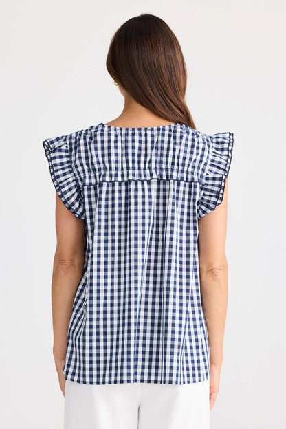 Paz Top | Navy Gingham