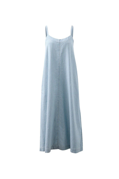Remy Strappy Midi Dress - Indigo White Stripe