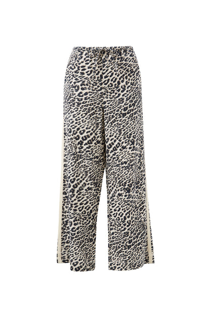 Relaxed Drawstring Pant | Leopard Linen Blend