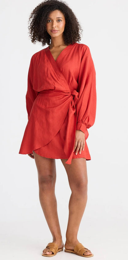 Porto Dress - Cherry Linen