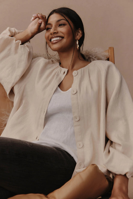 Laax Button Blouse | Ecru