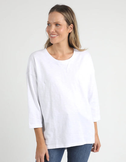 Annie 3/4 Sleeve Tee | White