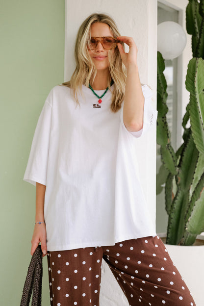 Liv Oversized Tee | Choc CL Embroidery