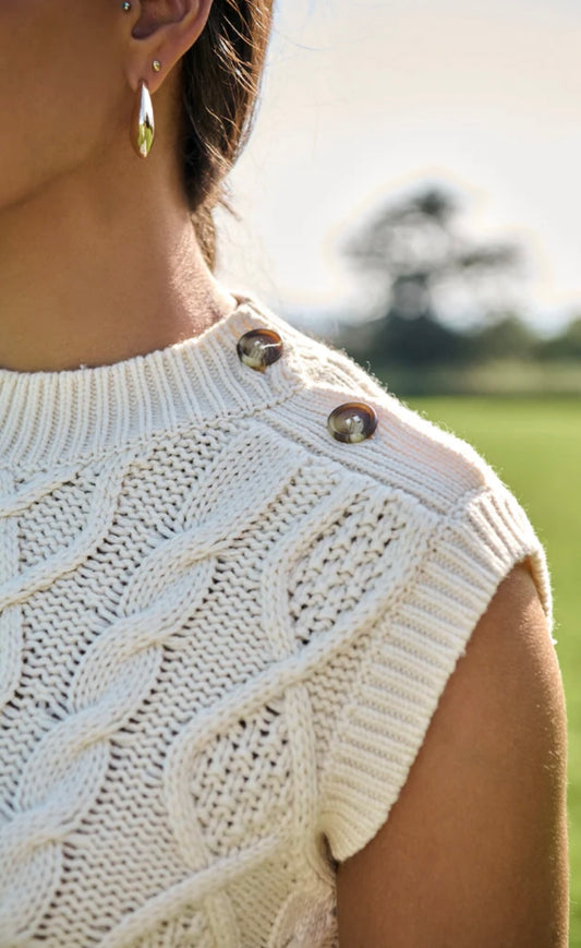 Ivory Cable Button Vest