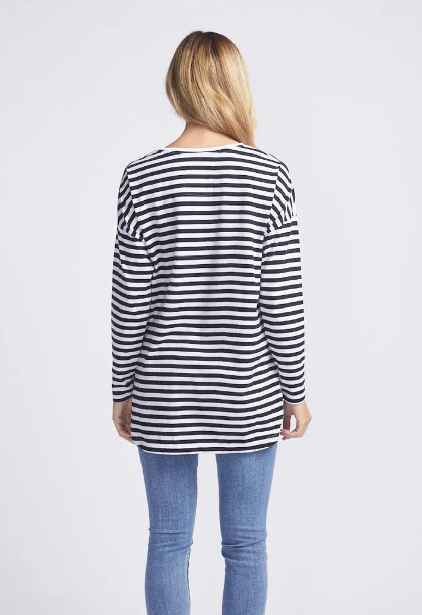 Lauren Long Sleeve Tee | Navy/White Stripe