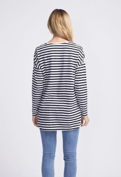 Lauren Long Sleeve Tee | Navy/White Stripe