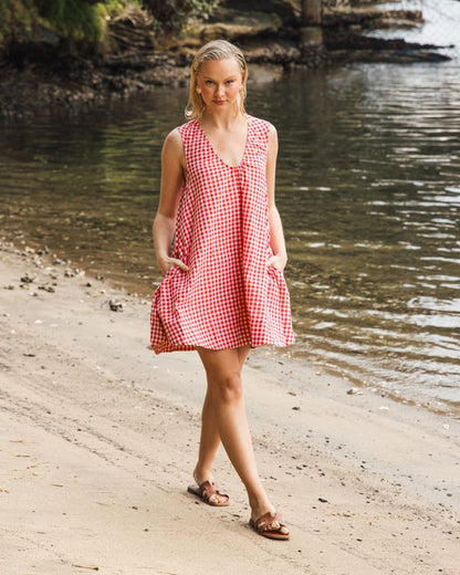 Gingham Mini Dress | Red/White