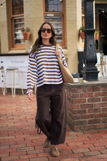 Beau Long Sleeve Slouchy Tee | Coca Sky/Blue Stripe