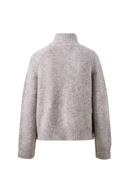 Riley Funnel Neck Tab Cardi | Taupe Marle