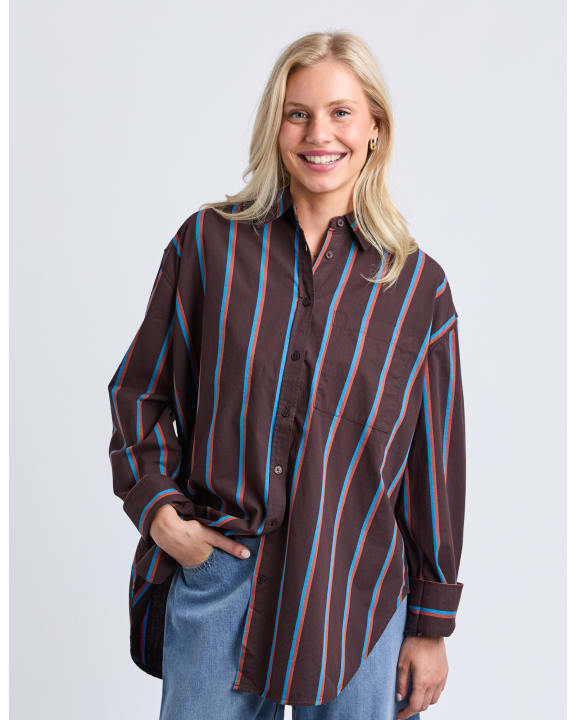 Saltair Shirt | Chocolate Blue Stripe