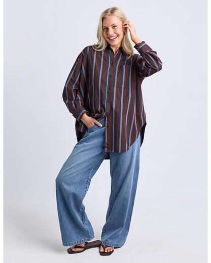 Saltair Shirt | Chocolate Blue Stripe