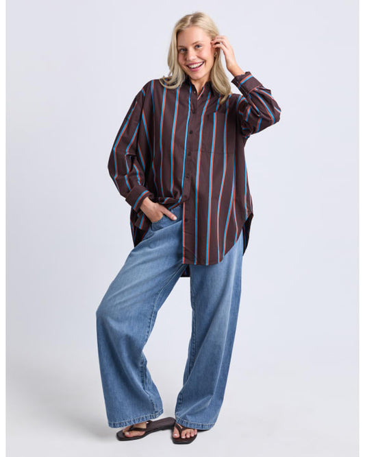 Saltair Shirt | Chocolate Blue Stripe