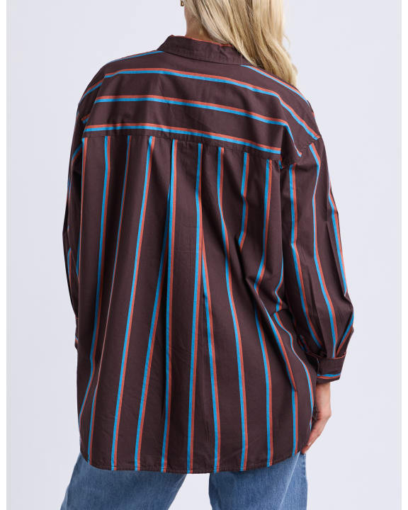 Saltair Shirt | Chocolate Blue Stripe