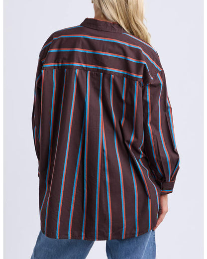 Saltair Shirt | Chocolate Blue Stripe