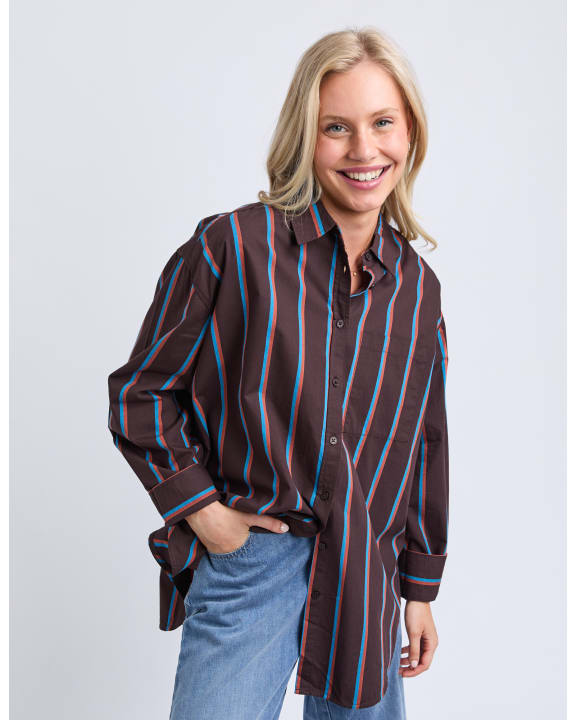 Saltair Shirt | Chocolate Blue Stripe