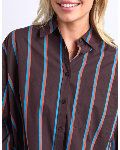 Saltair Shirt | Chocolate Blue Stripe
