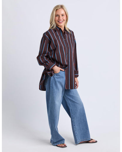 Saltair Shirt | Chocolate Blue Stripe