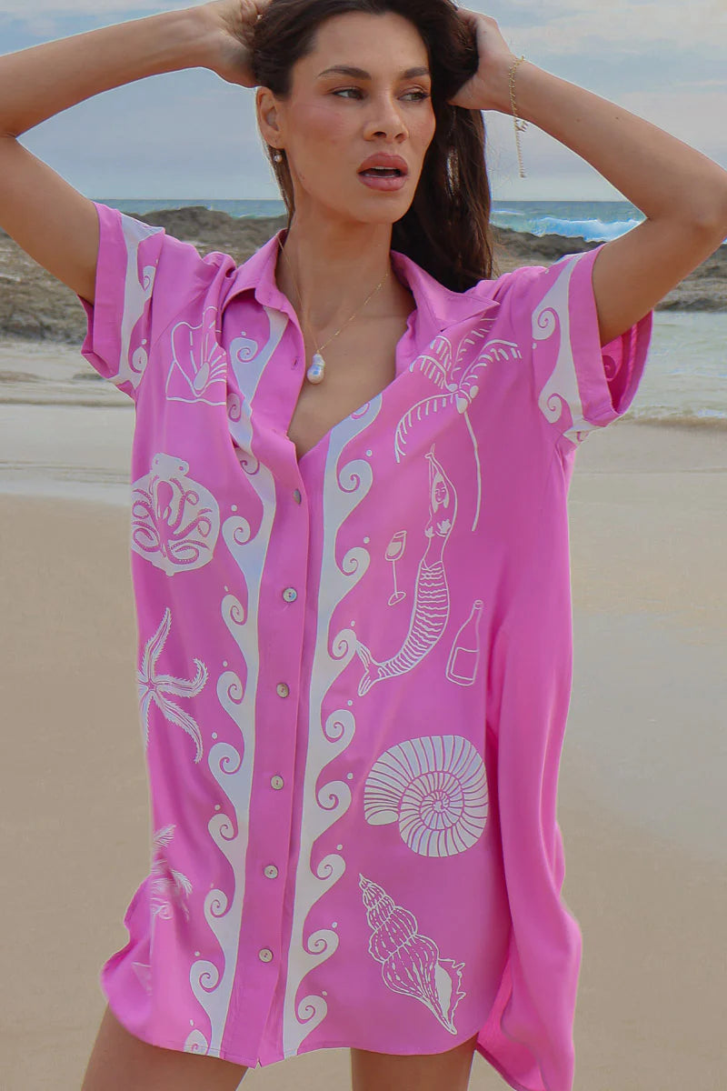 Ocean Club Shirt Dress | Pink