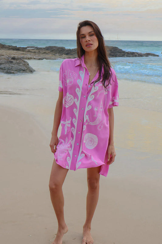 Ocean Club Shirt Dress | Pink