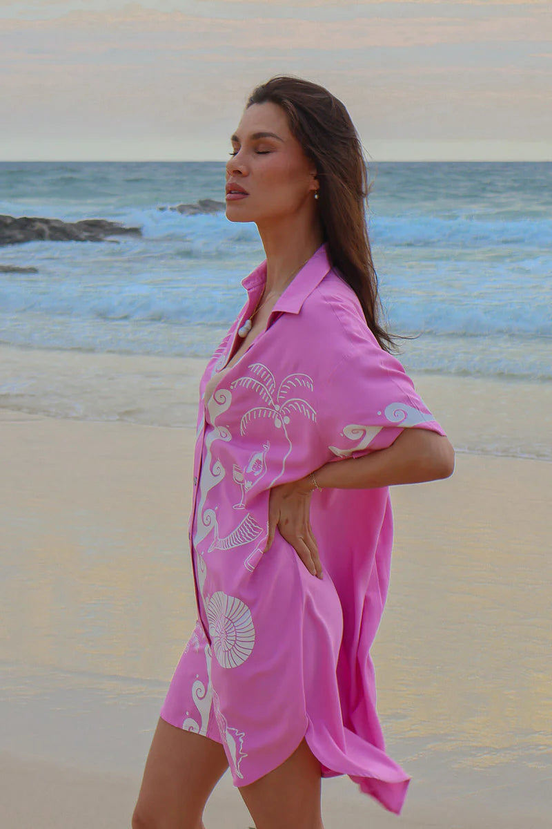 Ocean Club Shirt Dress | Pink